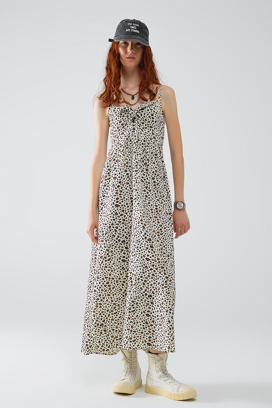 Robe maxi à imprimé léopard avec détails noués