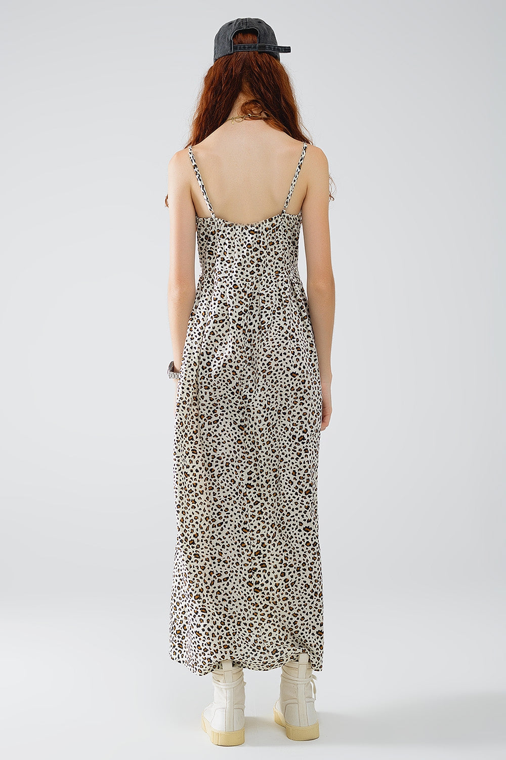 Robe maxi à imprimé léopard avec détails noués