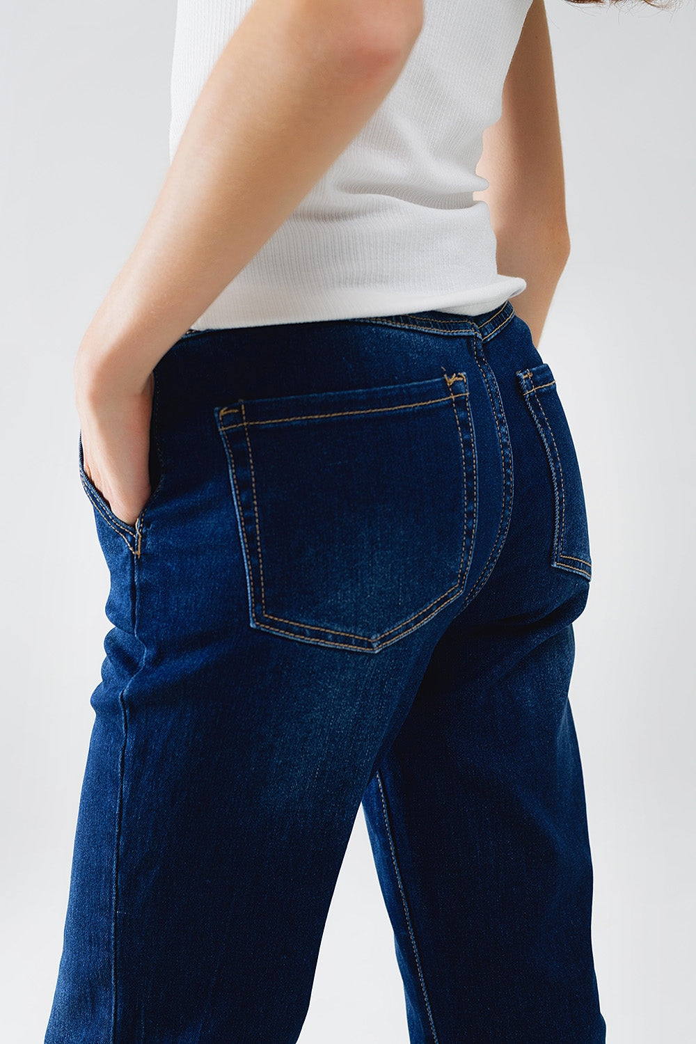 Jean évasé taille haute bleu foncé