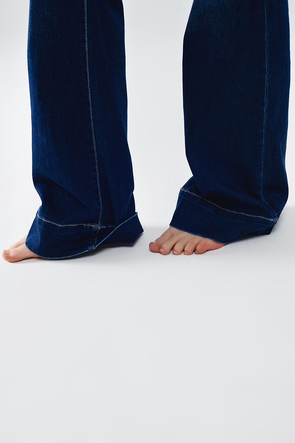 Jean évasé taille haute bleu foncé