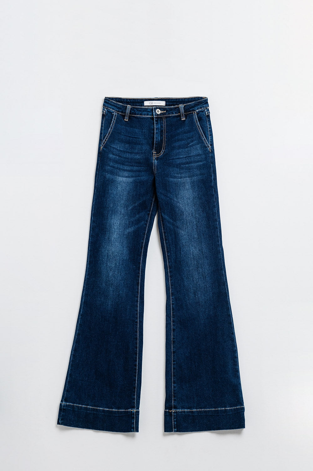 Jean évasé taille haute bleu foncé