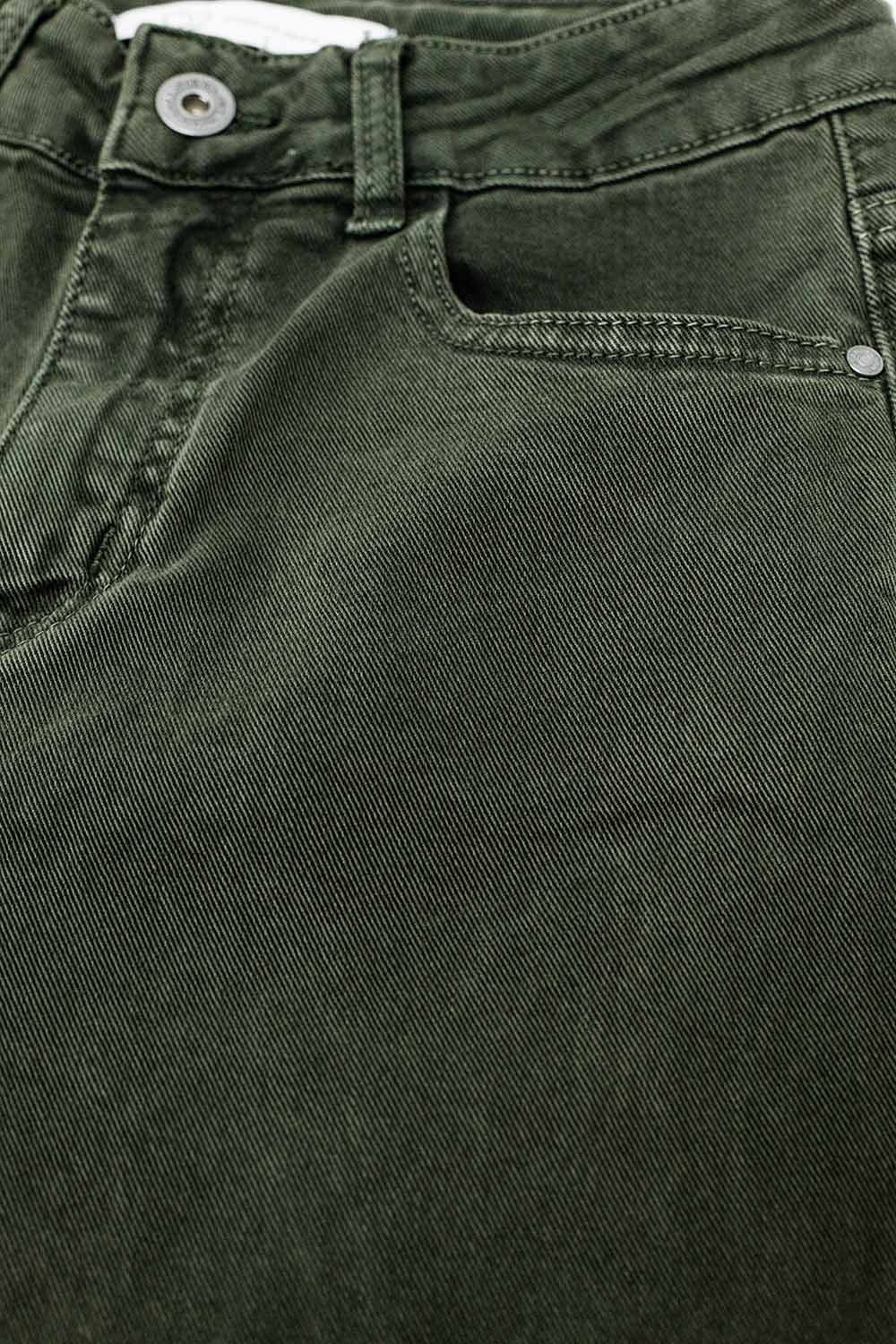 Jeans à jambe large et raccourcie en kaki