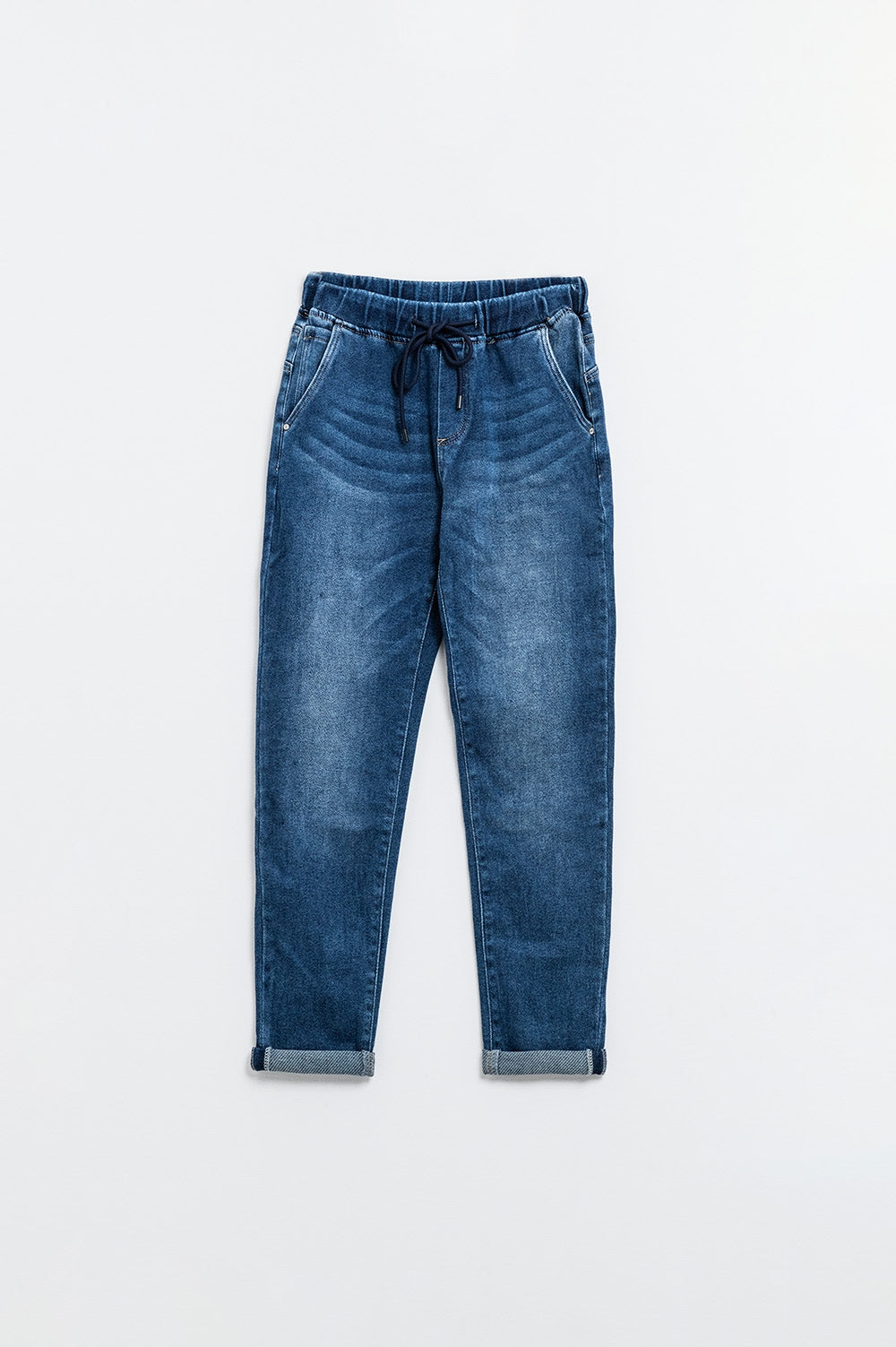 dark wash Jeans Avec Drwastring et taille élastiquée