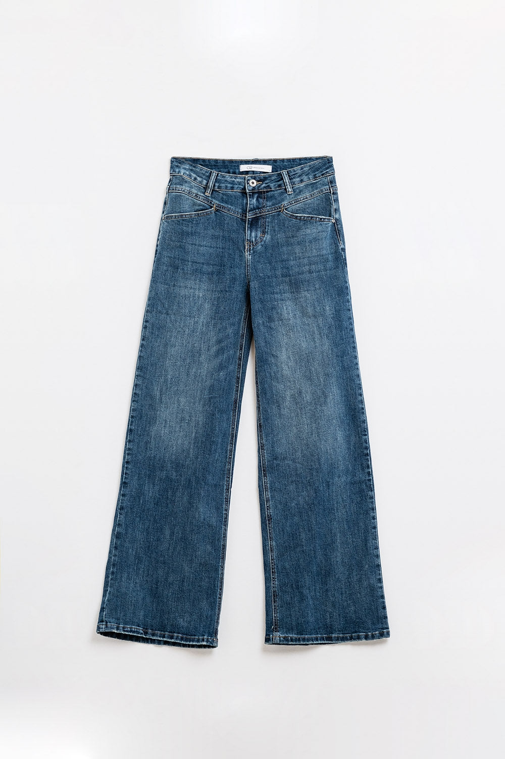 Jean évasé bleu avec surpiqûres