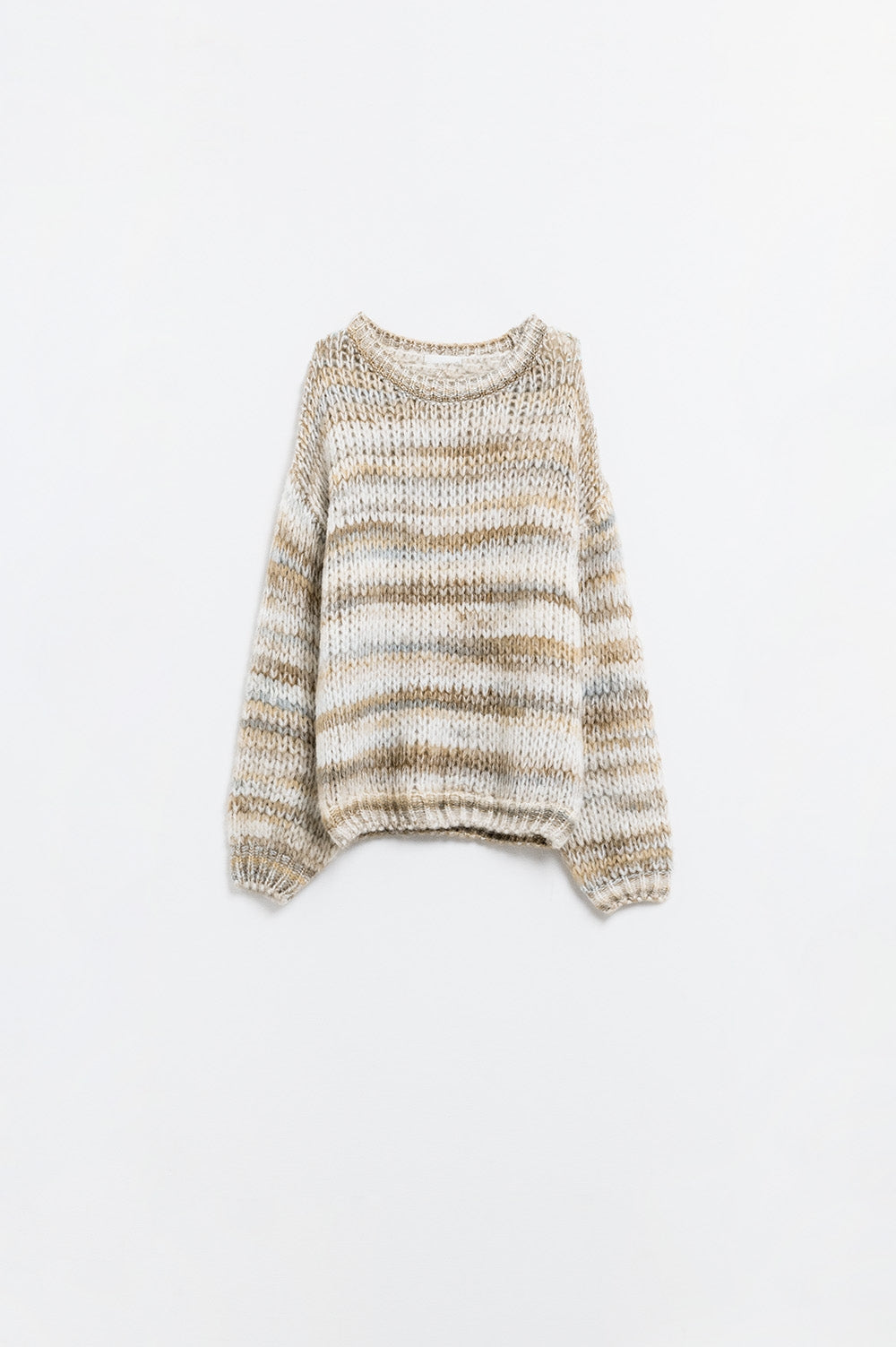 Pull en maille épaisse à motif marbré en beige