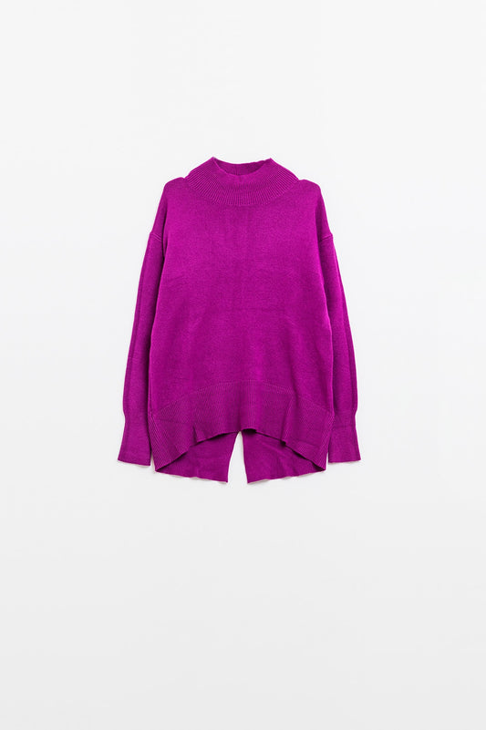 Pull-over ample fuchsia à dos ouvert