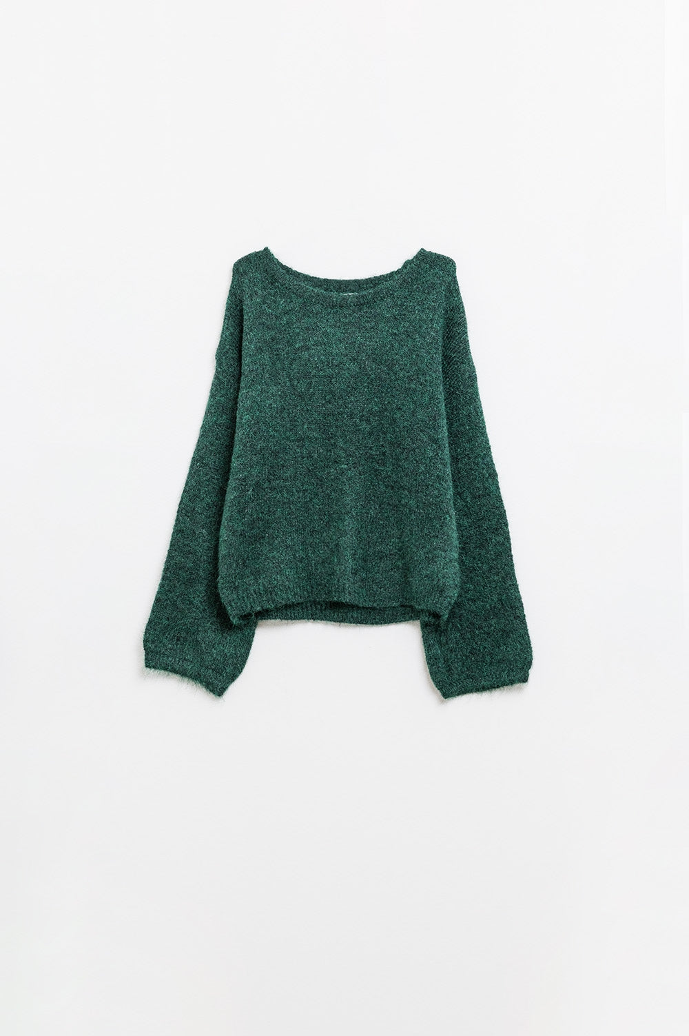 Pull douillet à manches ballon en vert émeraude