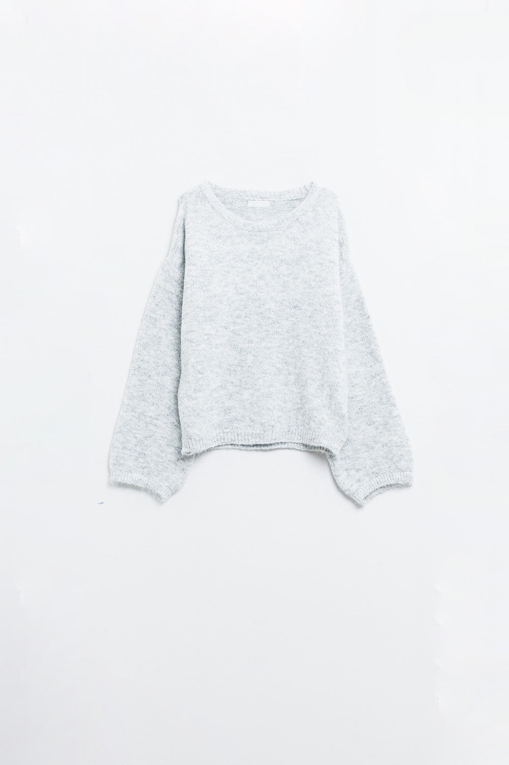 Pull douillet à manches ballon en gris clair