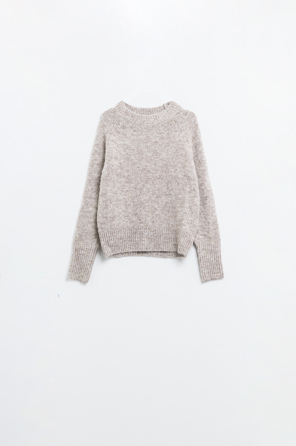 Pull ras du cou en tricot basique de couleur beige