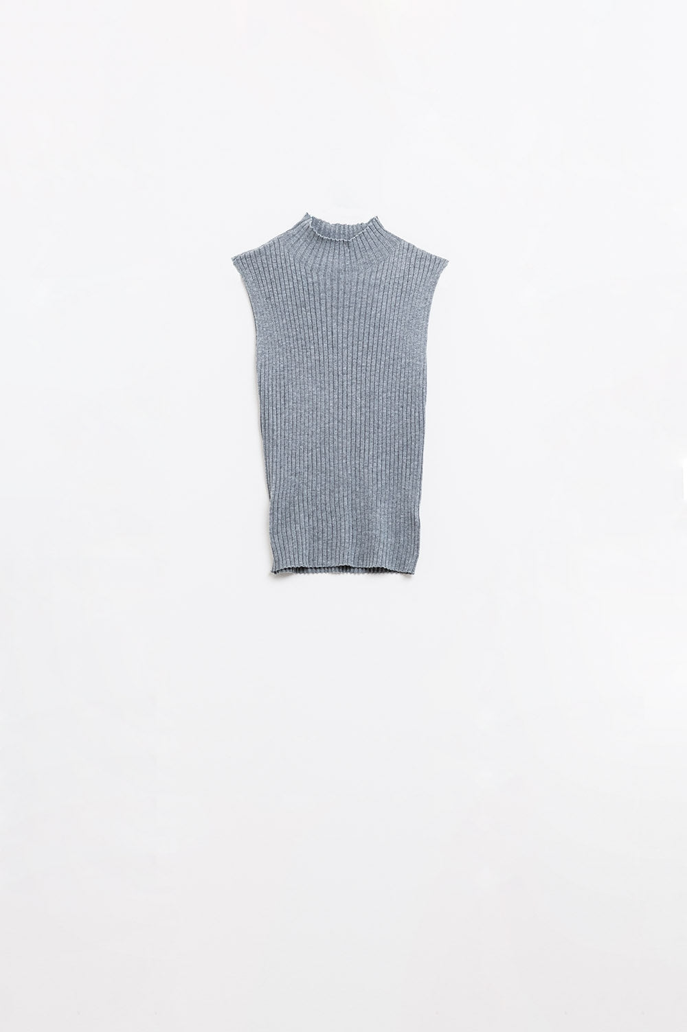 Pull sans manches en laine à maille fine gris