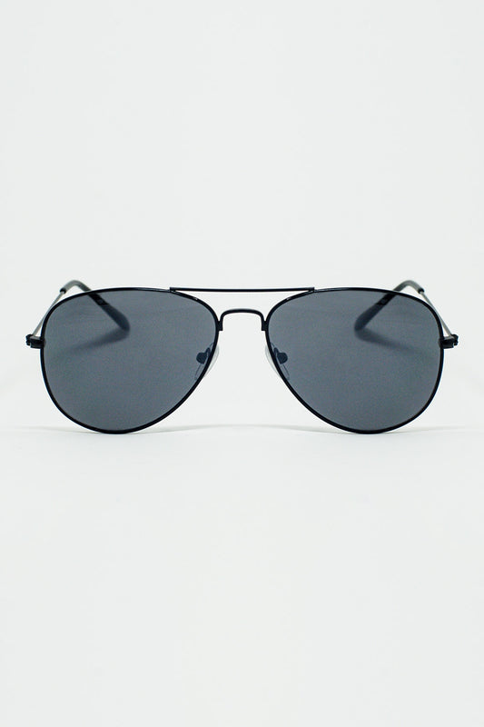 Lunettes de soleil aviateur rétro avec verres fumés en noir