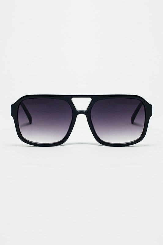 Lunettes de soleil aviateur 70's avec verres fumés en noir