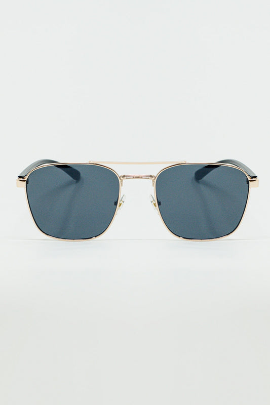 Lunettes de soleil en métal quadrillé verre fumé noir
