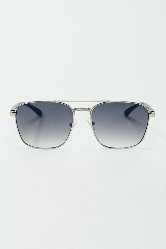 Lunettes de soleil en métal quadrillé verre fumé gris