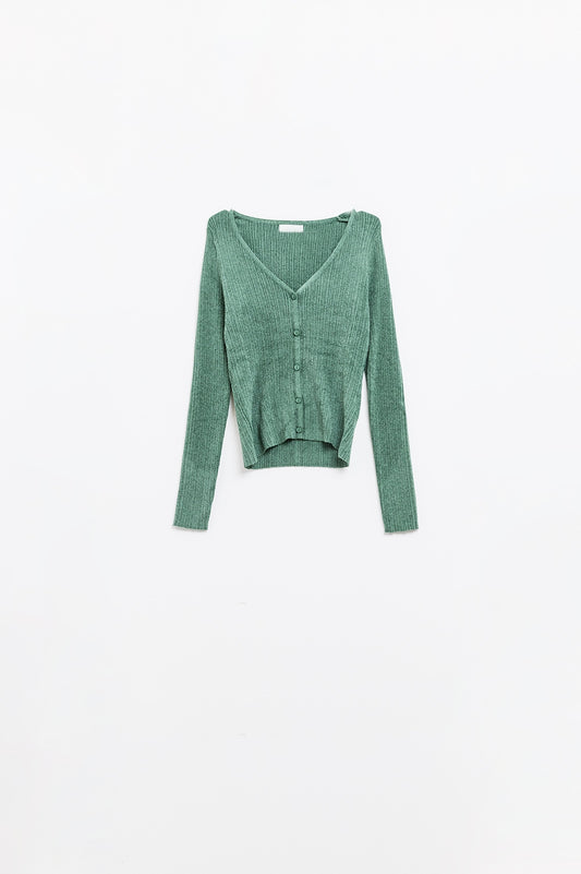 Cardigan texturé en vert menthe