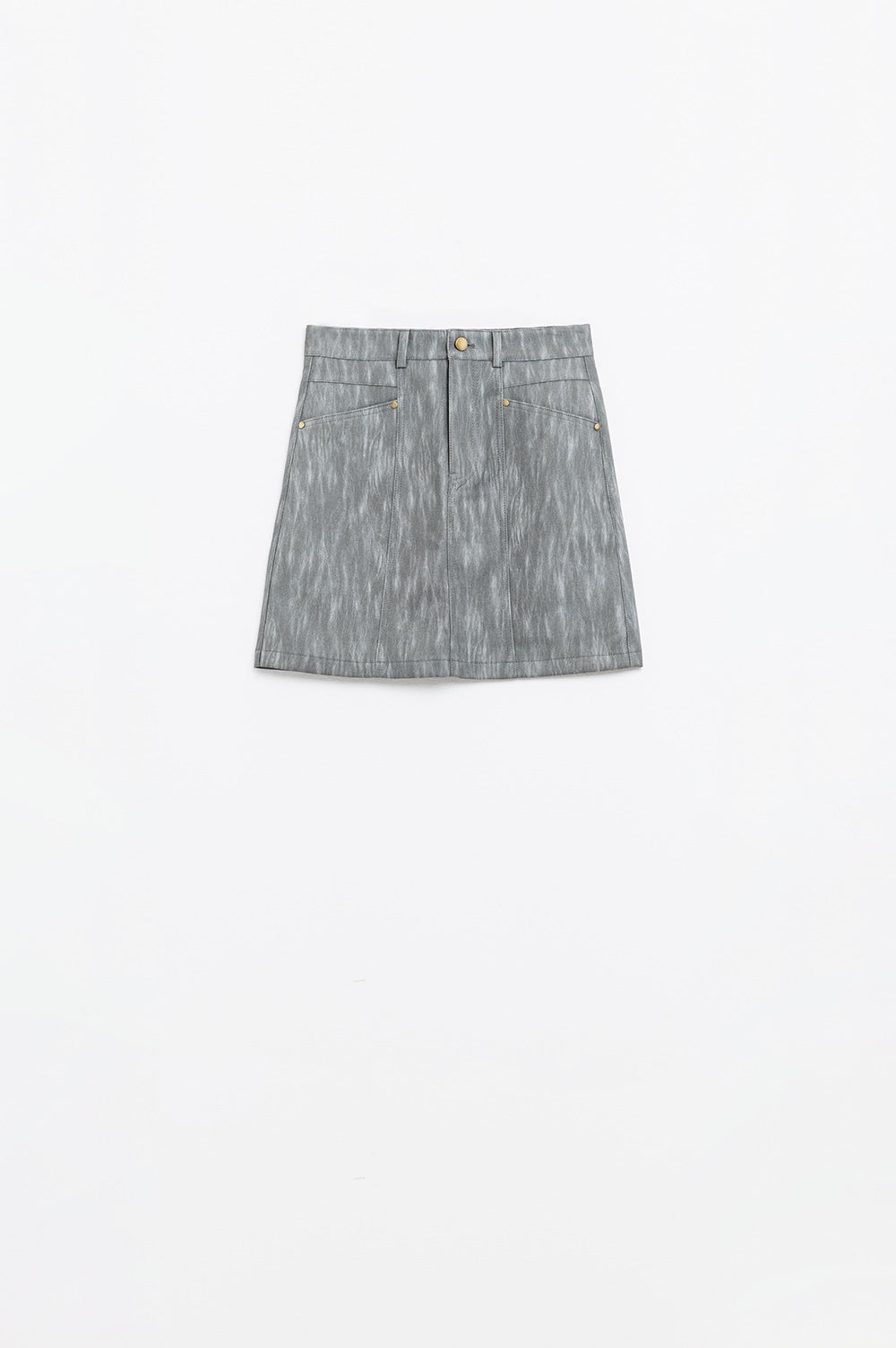 Minijupe Straight en simili-cuir grise avec poches