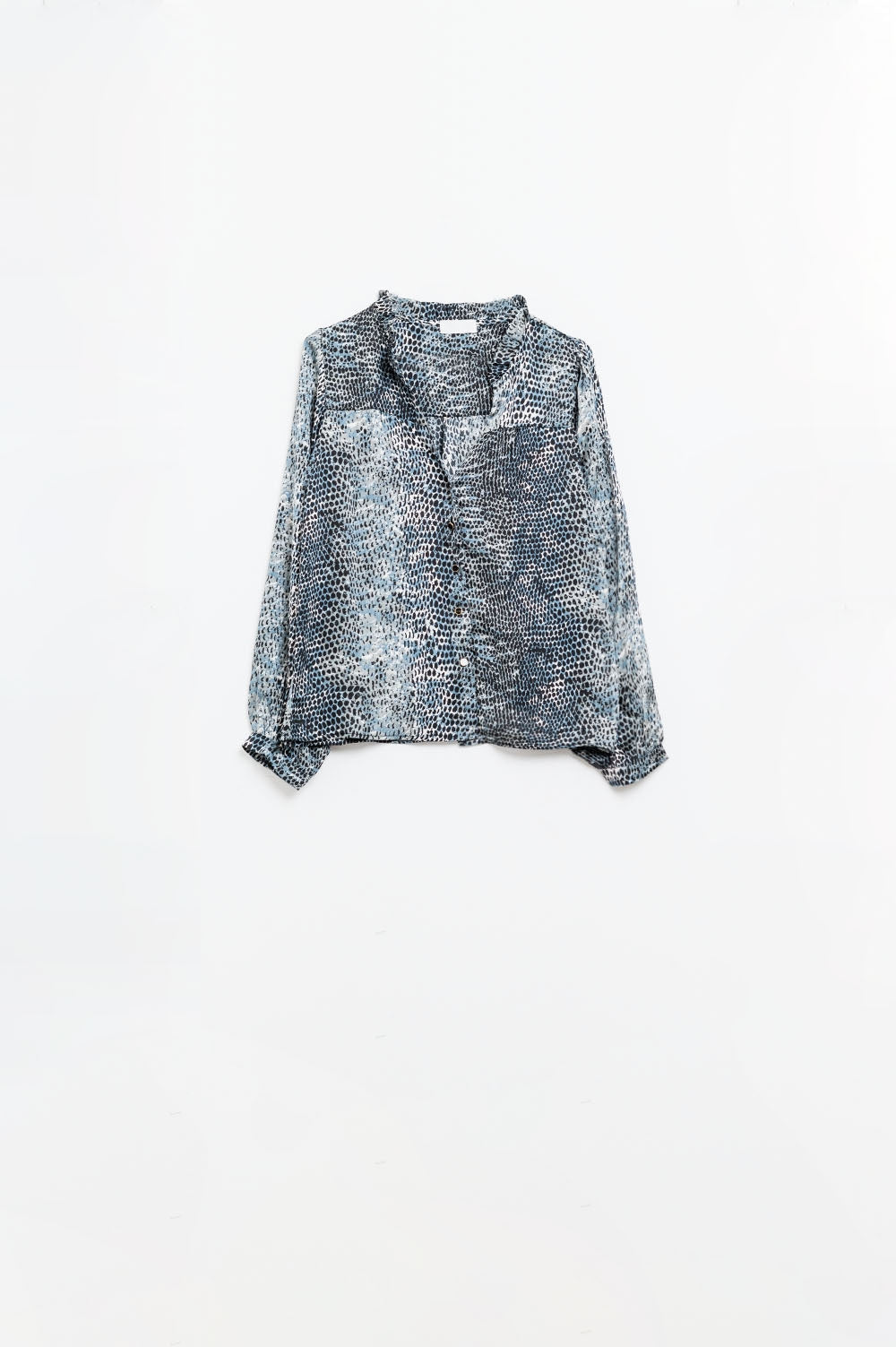 blouse en mousseline de soie imprimé léopard gris