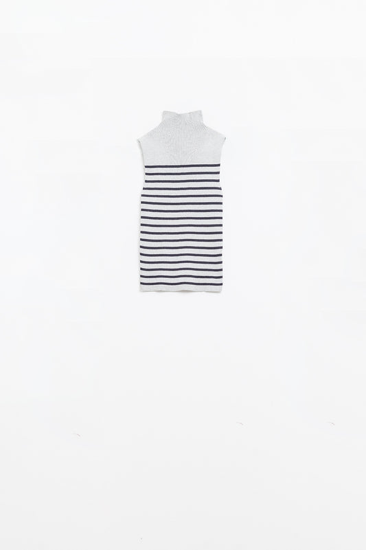 Pull turtle rayé gris clair