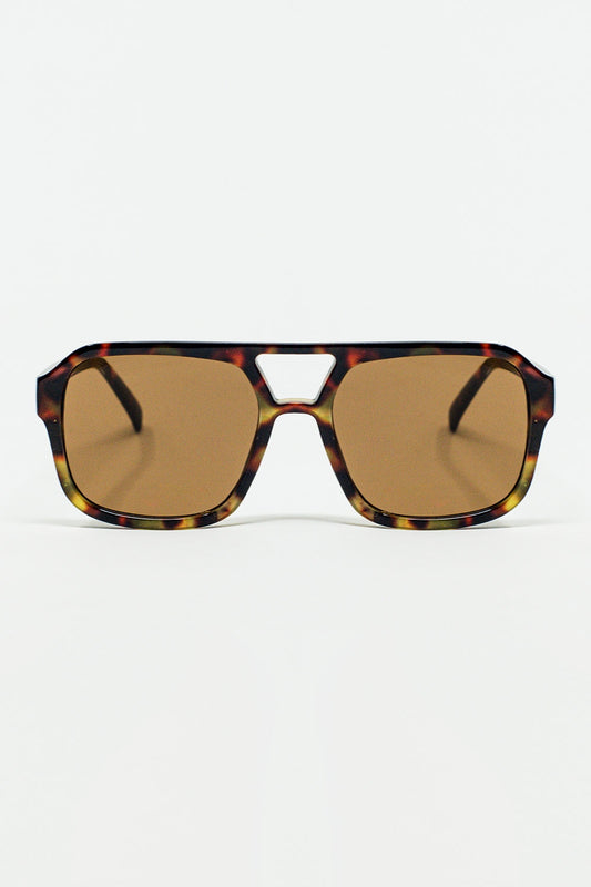 Lunettes de soleil aviateur 70's en écaille de tortue
