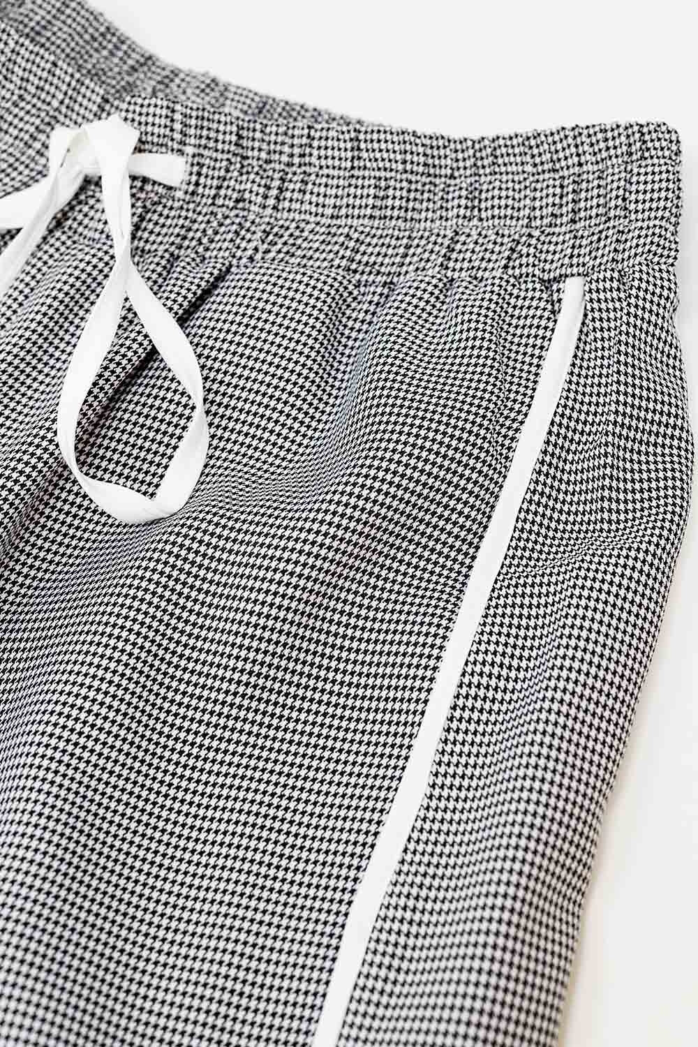 Palazzo Pantalon vichy noir et blanc avec cordon de serrage