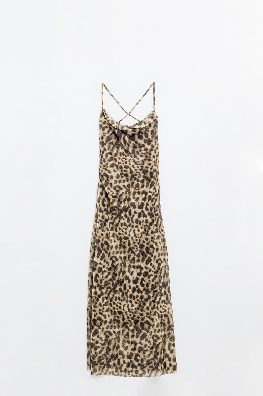 Robe à bretelles léopard en tissu mesh