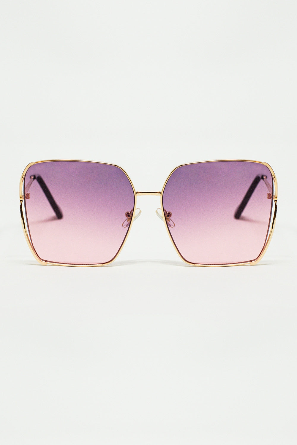 Lunettes de soleil carrées surdimensionnées en métal avec verre dégradé violet