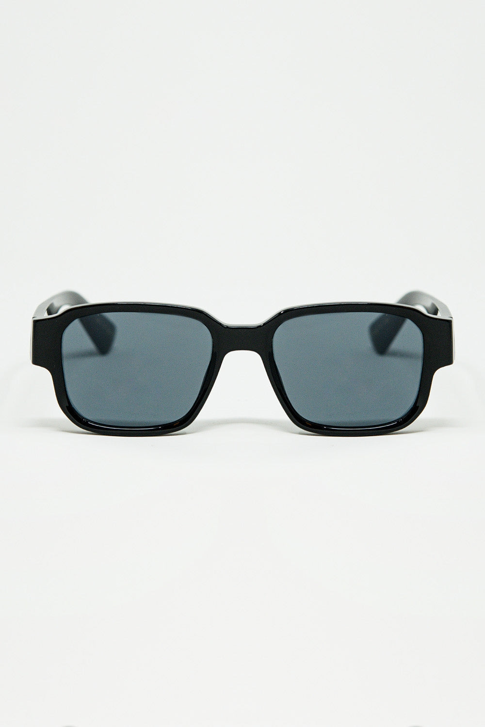 Black Chunky Square Sunglasses In Crystal Grey