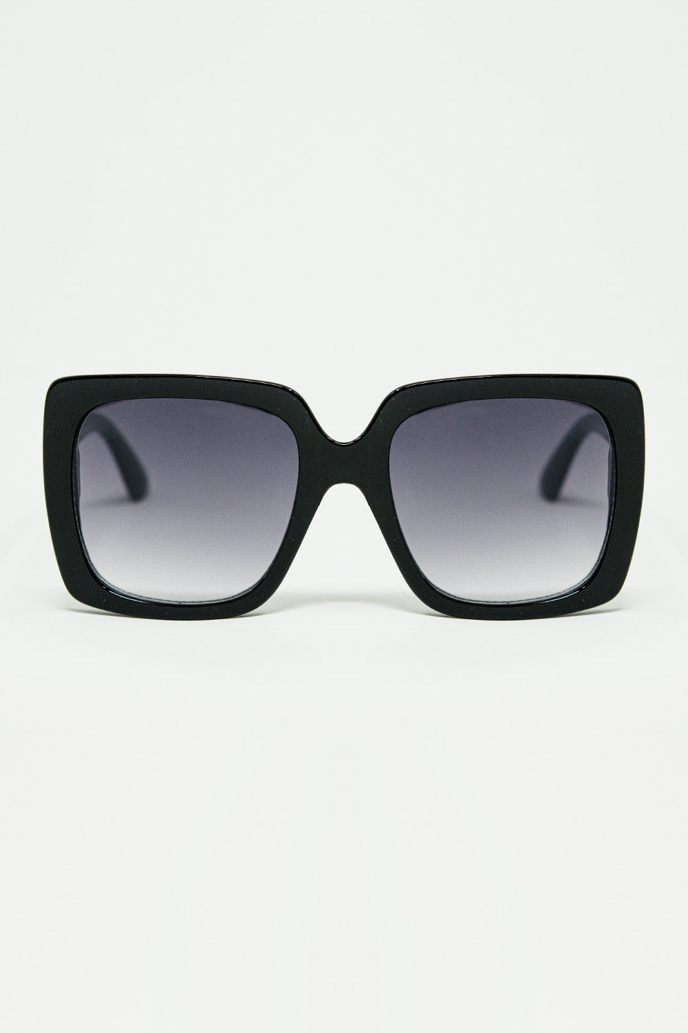 black Oversized square sunglasses with golden metallic detail