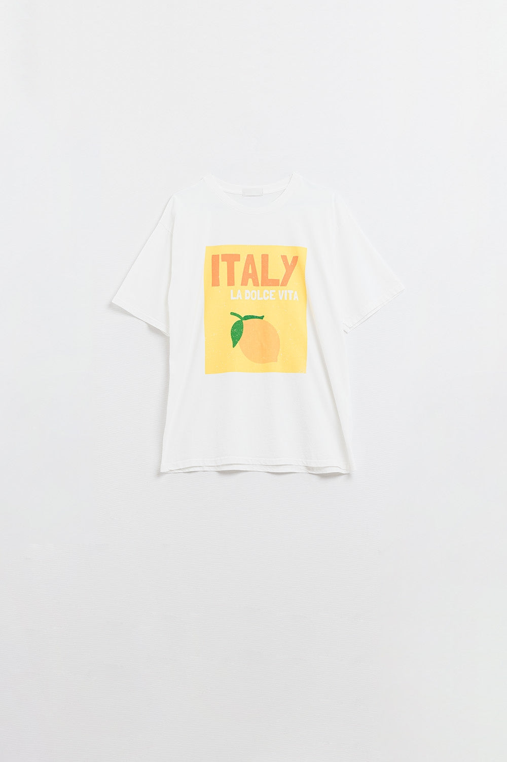 Blanc Italie Dolce Vita T-shirt avec imprimé graphique citron