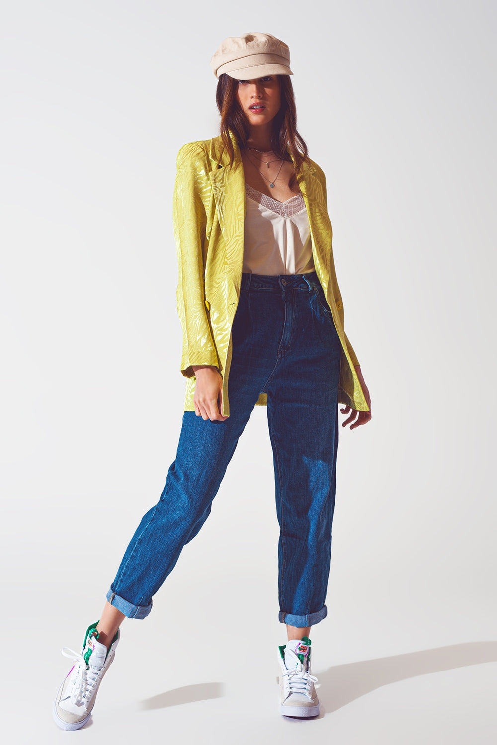Blazer à imprimé zèbre surdimensionné en vert