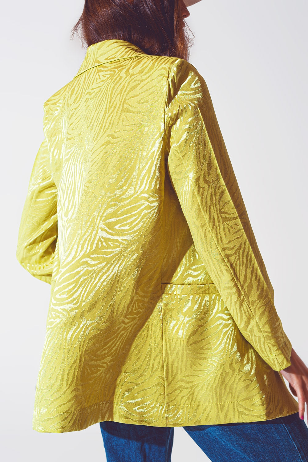 Blazer à imprimé zèbre surdimensionné en vert