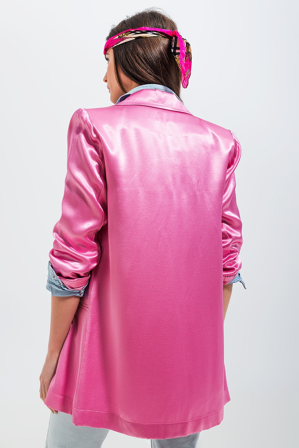 Blazer en satin rose