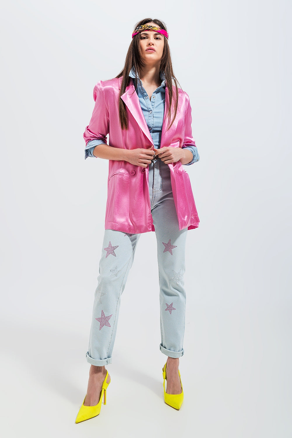 Blazer en satin rose