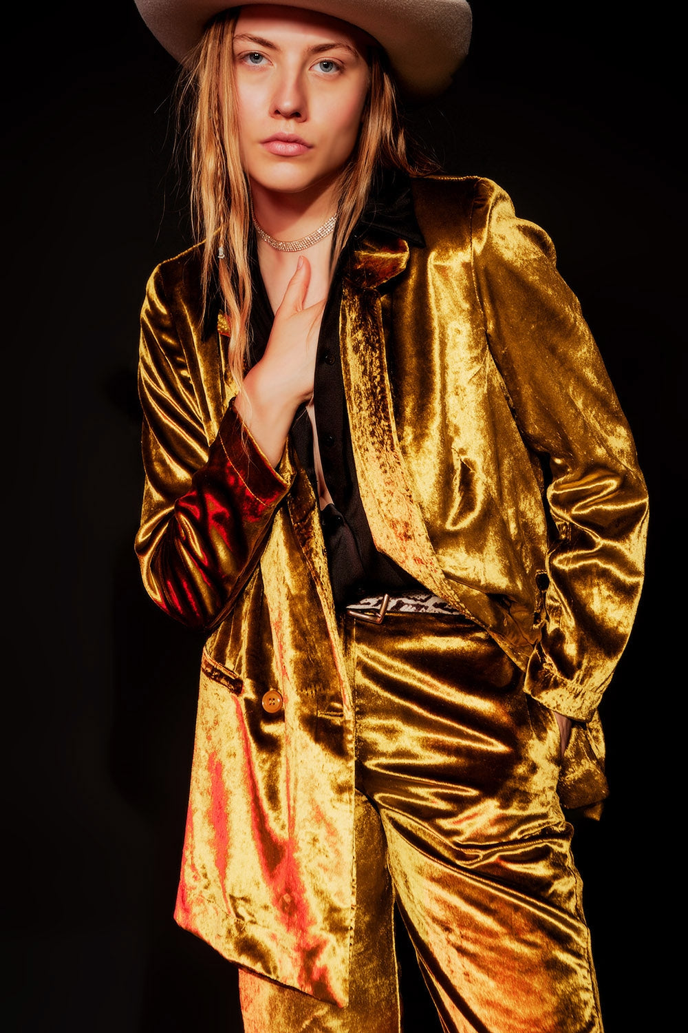 Blazer en velours oversized vert citron