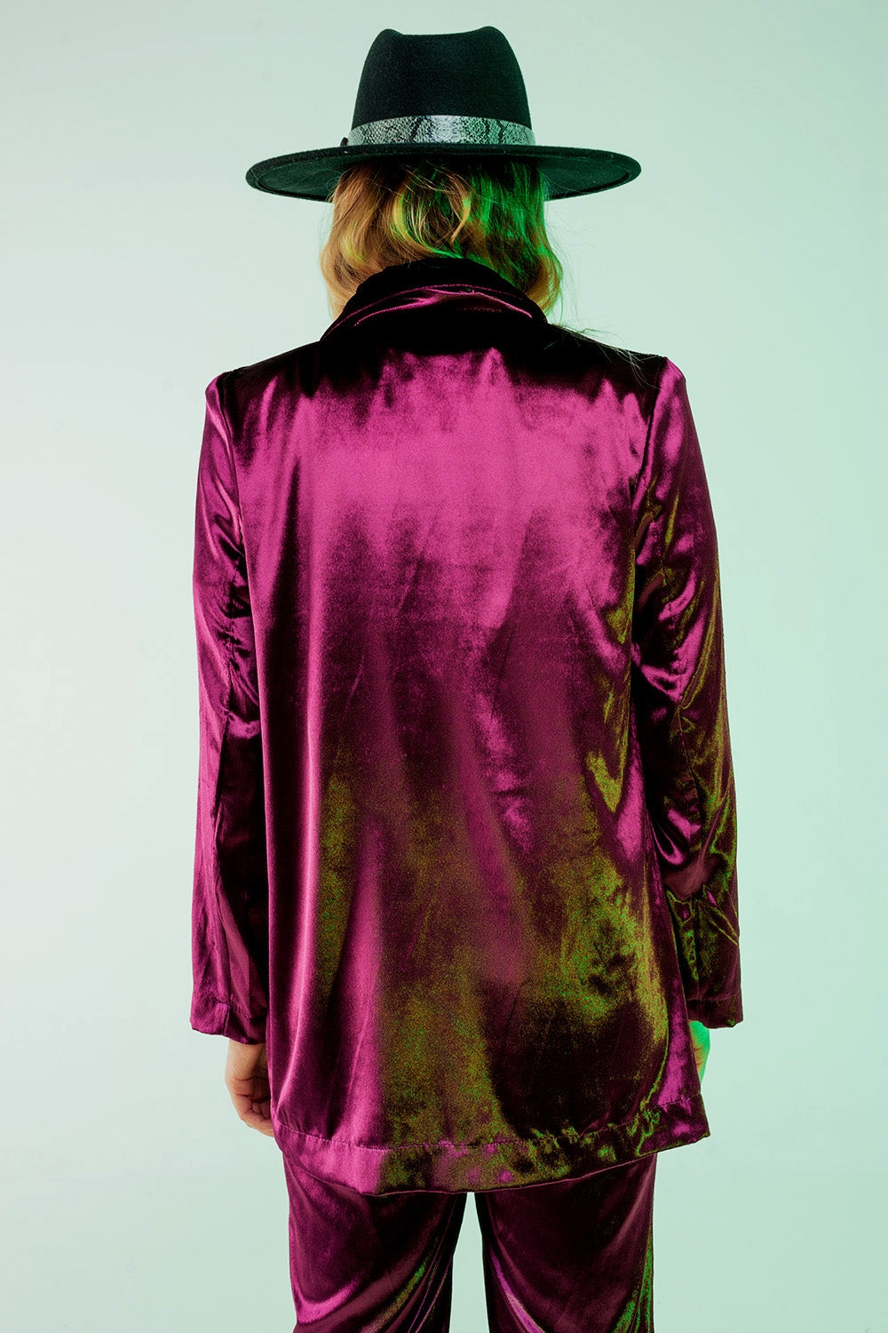 Blazer en velours oversized violet
