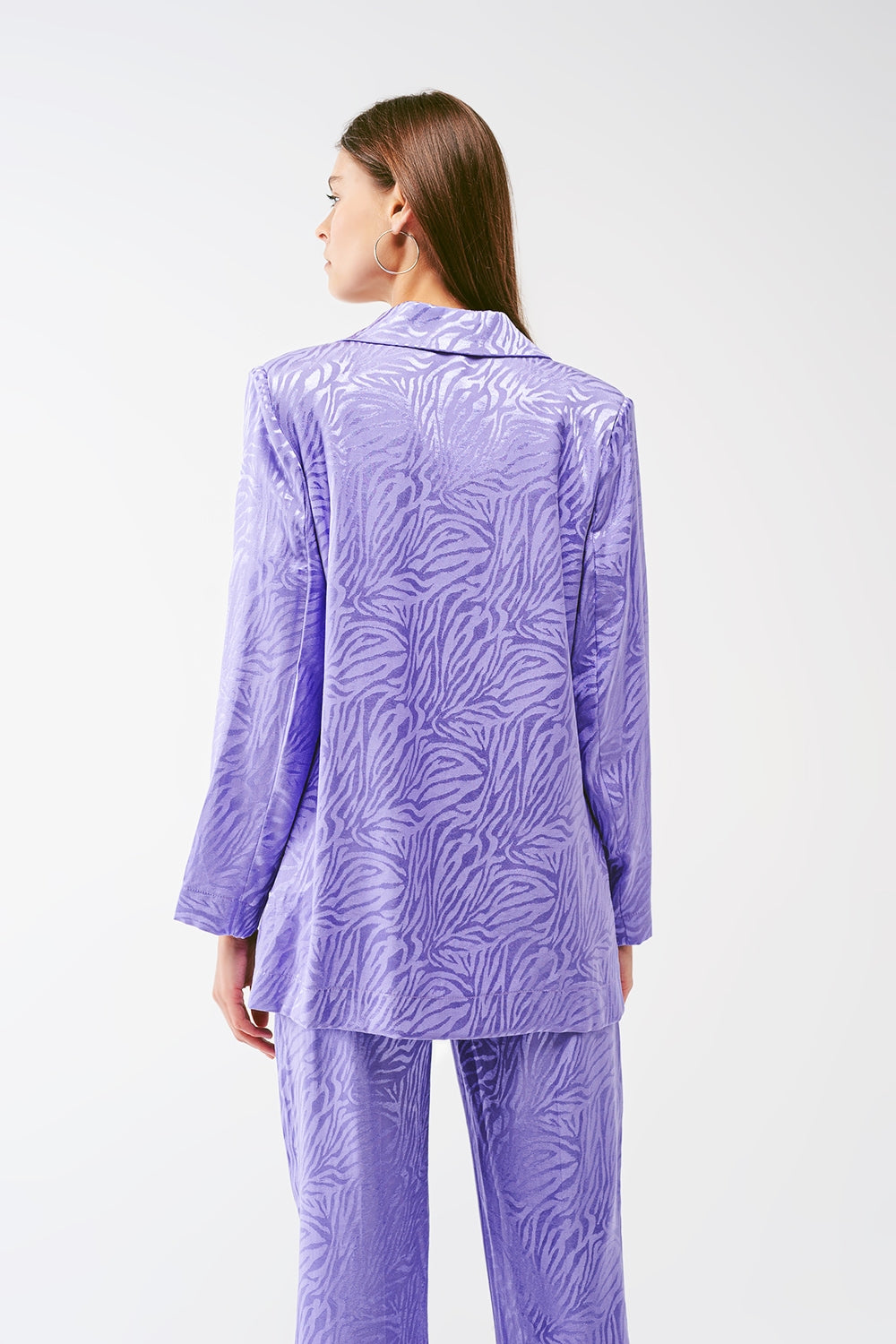 Blazer oversize à imprimé zébré en violet