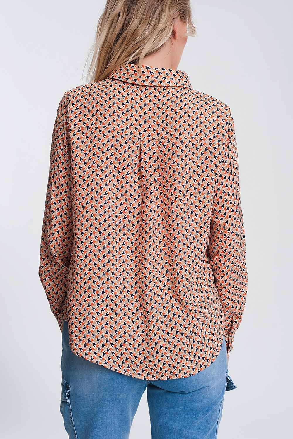 Blouse à manches longues volants Beige