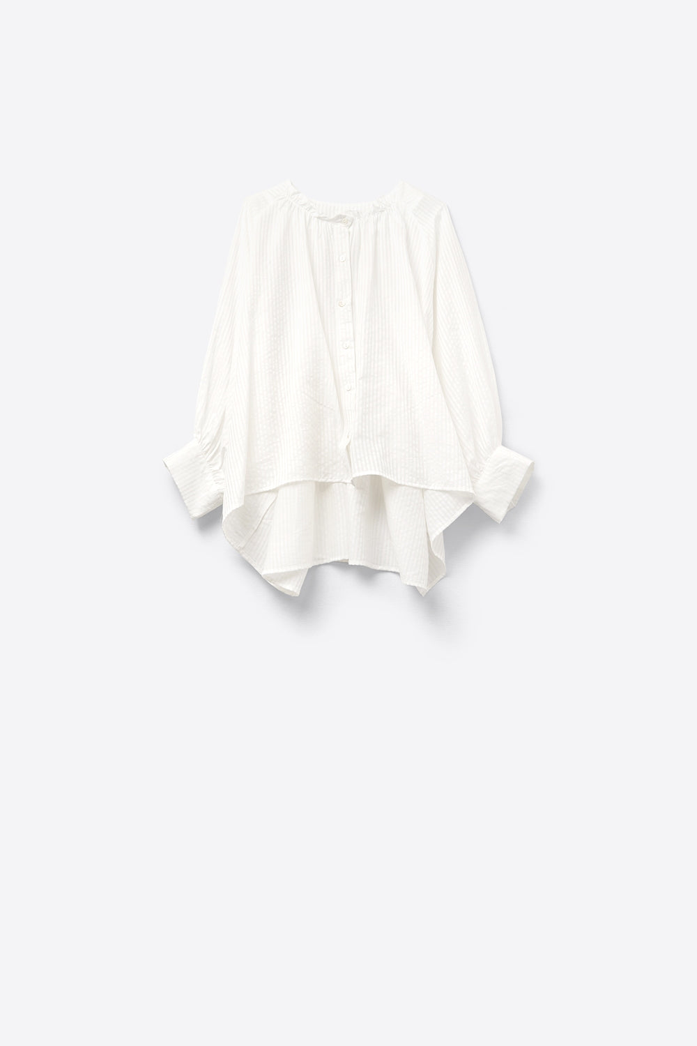Q2 Blouse à Rayures à Manches Ballon en Blanc