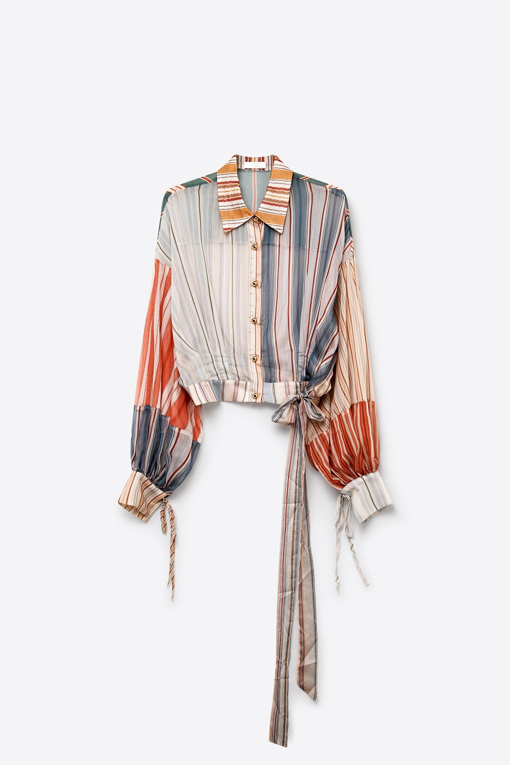 Blouse à rayures multicolores en tissu léger en chiffon