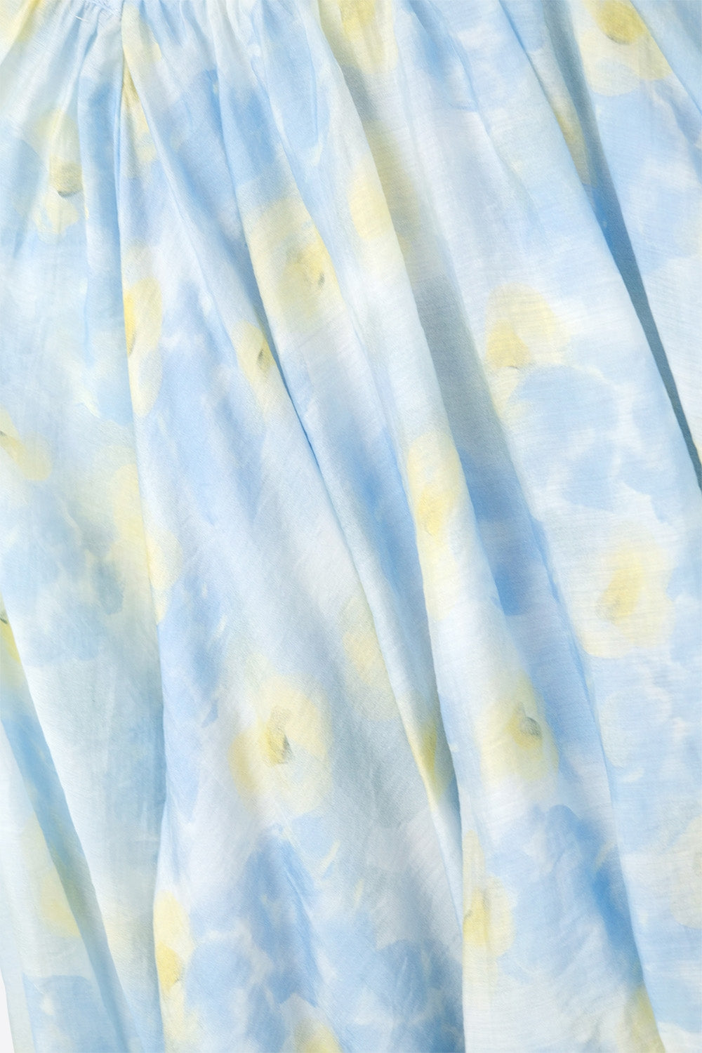 Blouse en chiffon imprimé bleu avec manches ballon