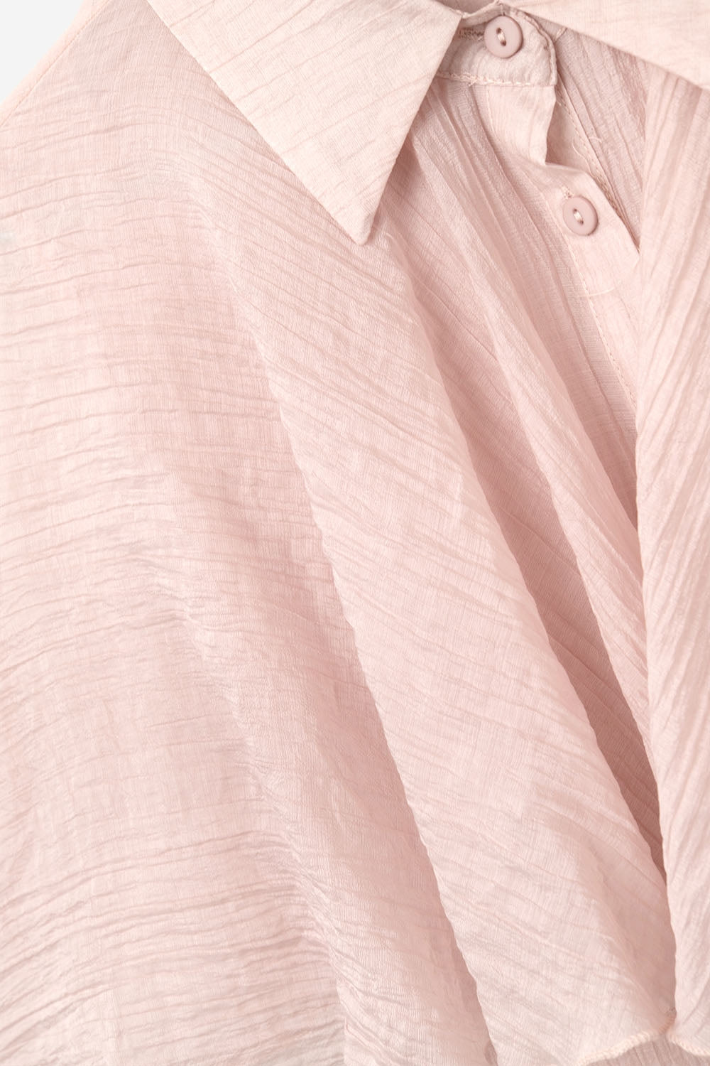 Blouse en mousseline de soie texturée rose à manches tombantes