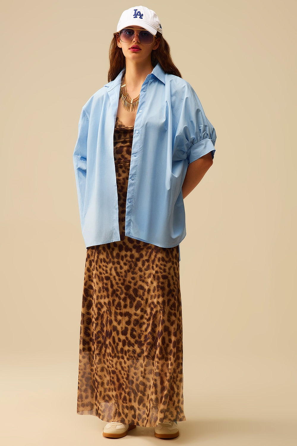 Blouse surdimensionnée à manches courtes Baby Blue