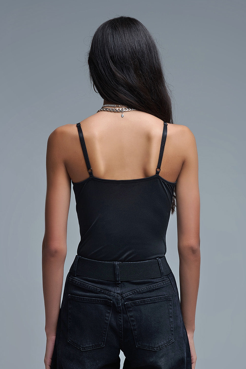 Body de fête amincissant avec perles en noir