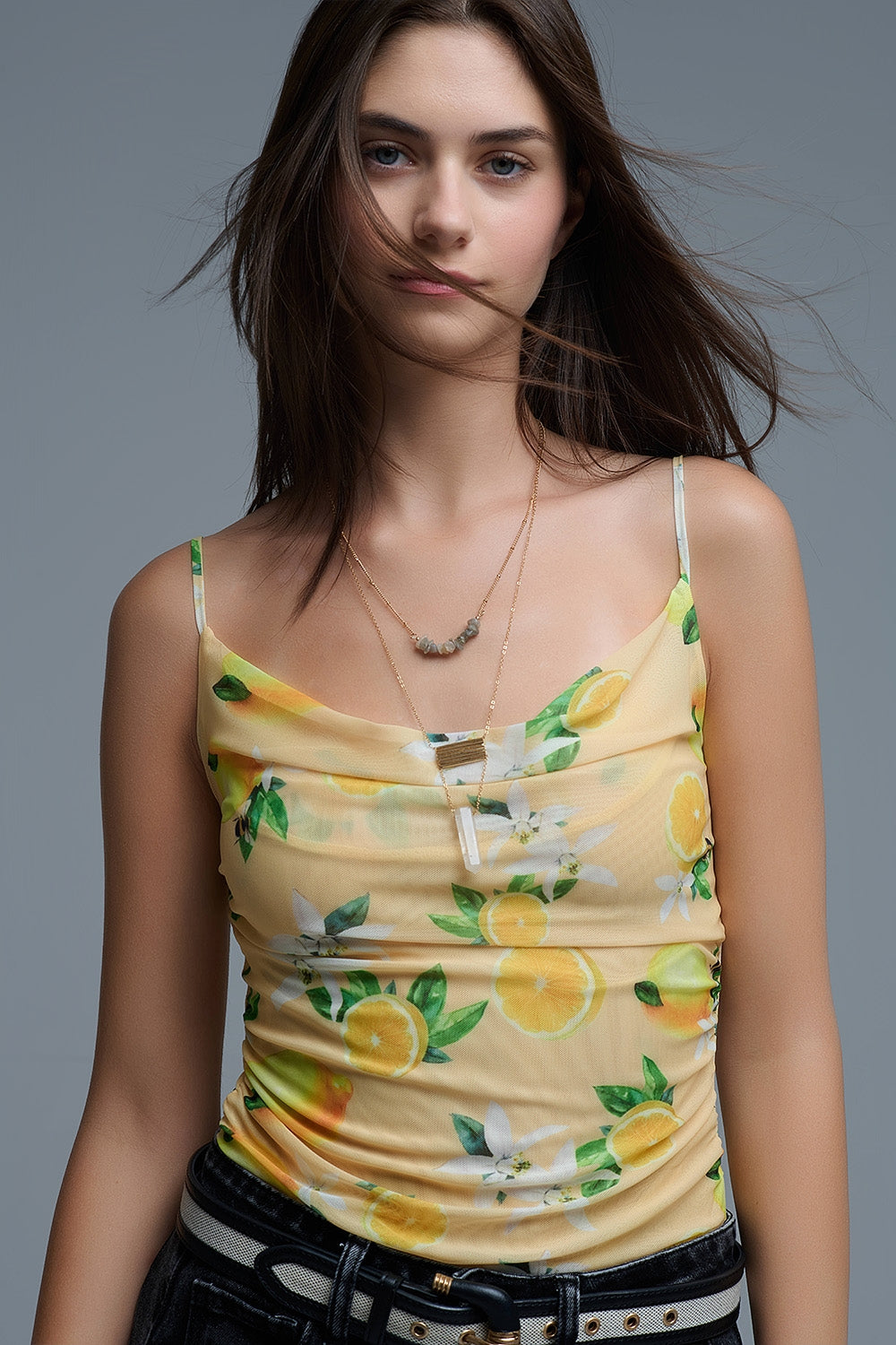 Q2 Body jaune avec imprimé citron en maille