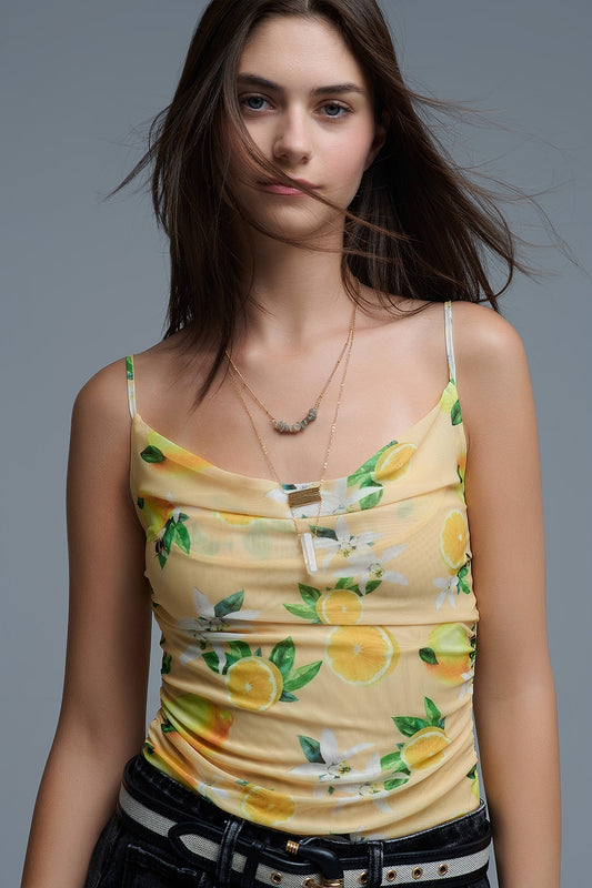 Q2 Body jaune avec imprimé citron en maille