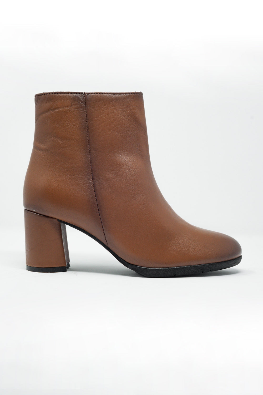 Bottines à talon mi-haut  Cuir marron