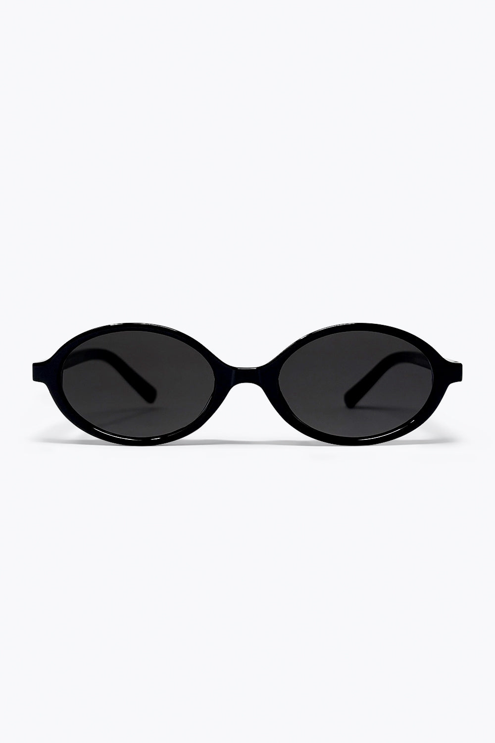 Q2 Cadre ovale noir finition brillante lunettes de soleil rétro slim