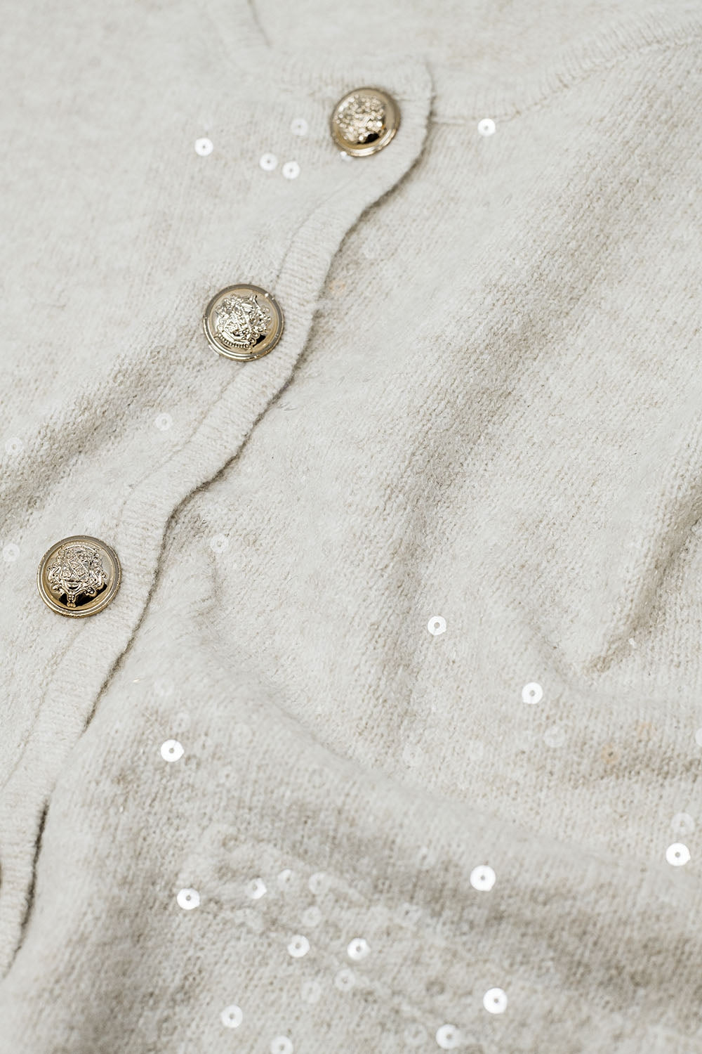 cardigan blanc en maille épaisse avec paillettes