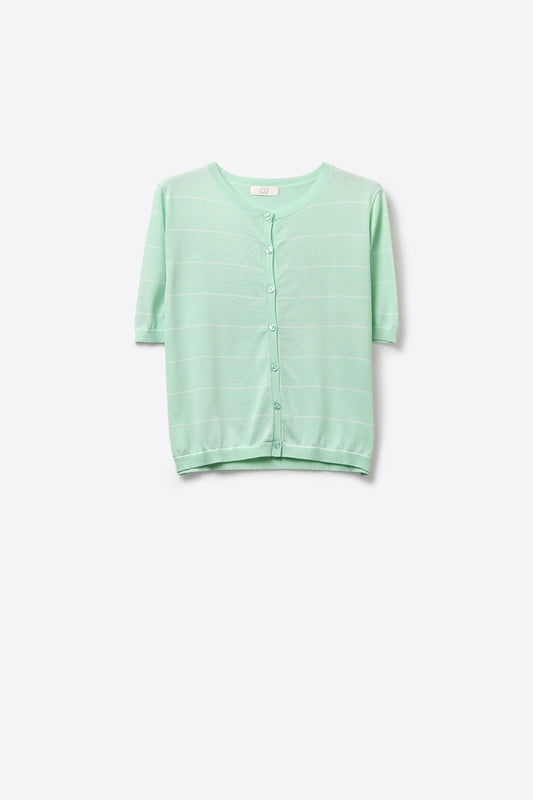 Q2 Cardigan boutonné en maille fine vert menthe