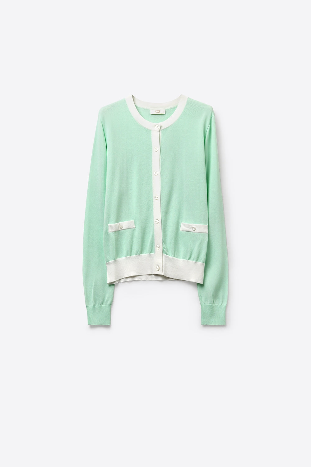 Q2 Cardigan classique à boutons contrastés vert menthe
